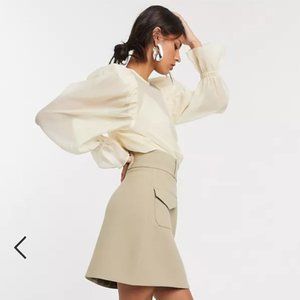 & Other Stories double pocket structured mini skirt in beige